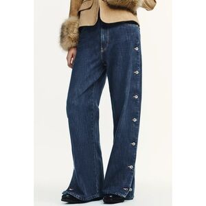 Zara TRF MID-RISE BUTTONED BAGGY JEANS